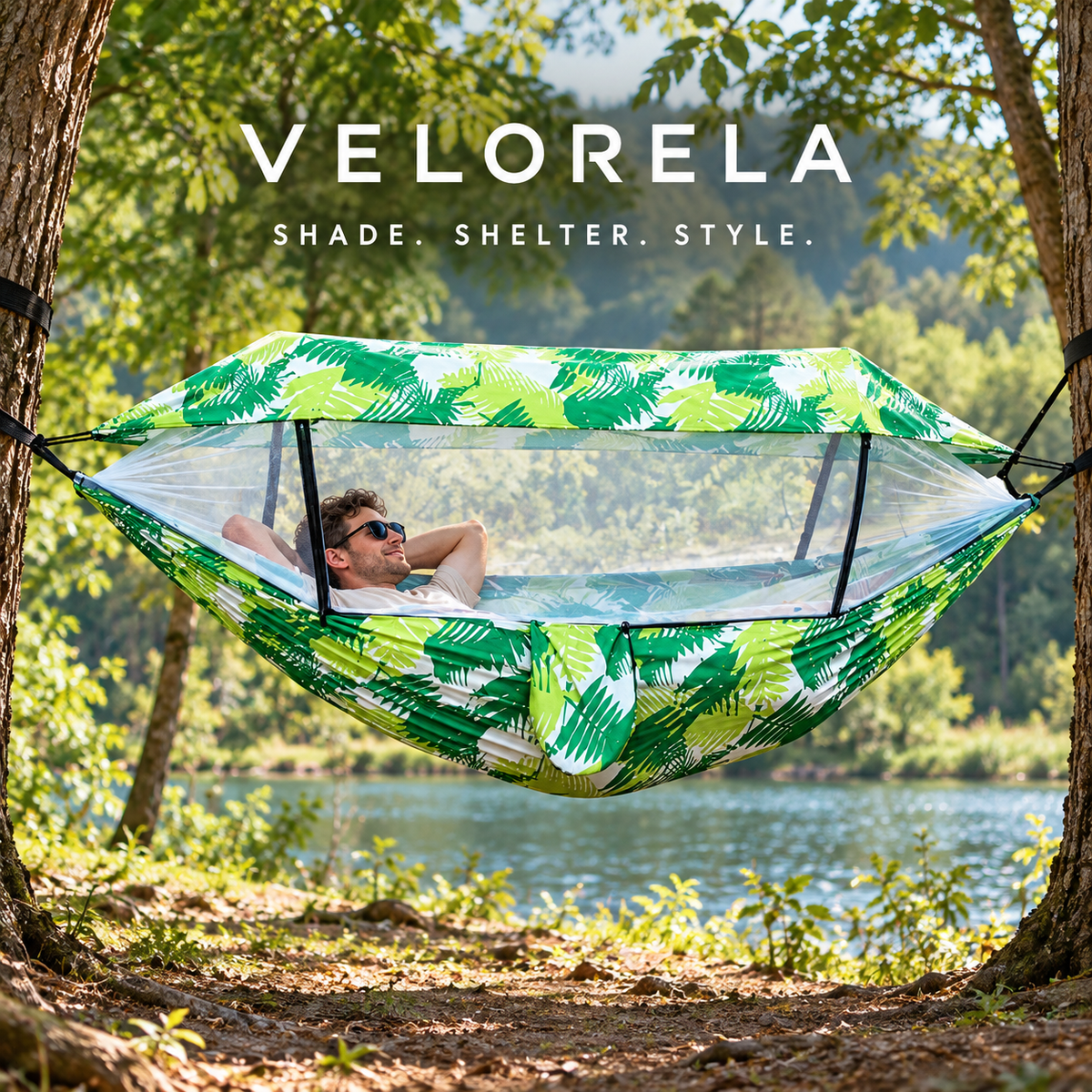 Patterned Canopy Mosquito Hammock