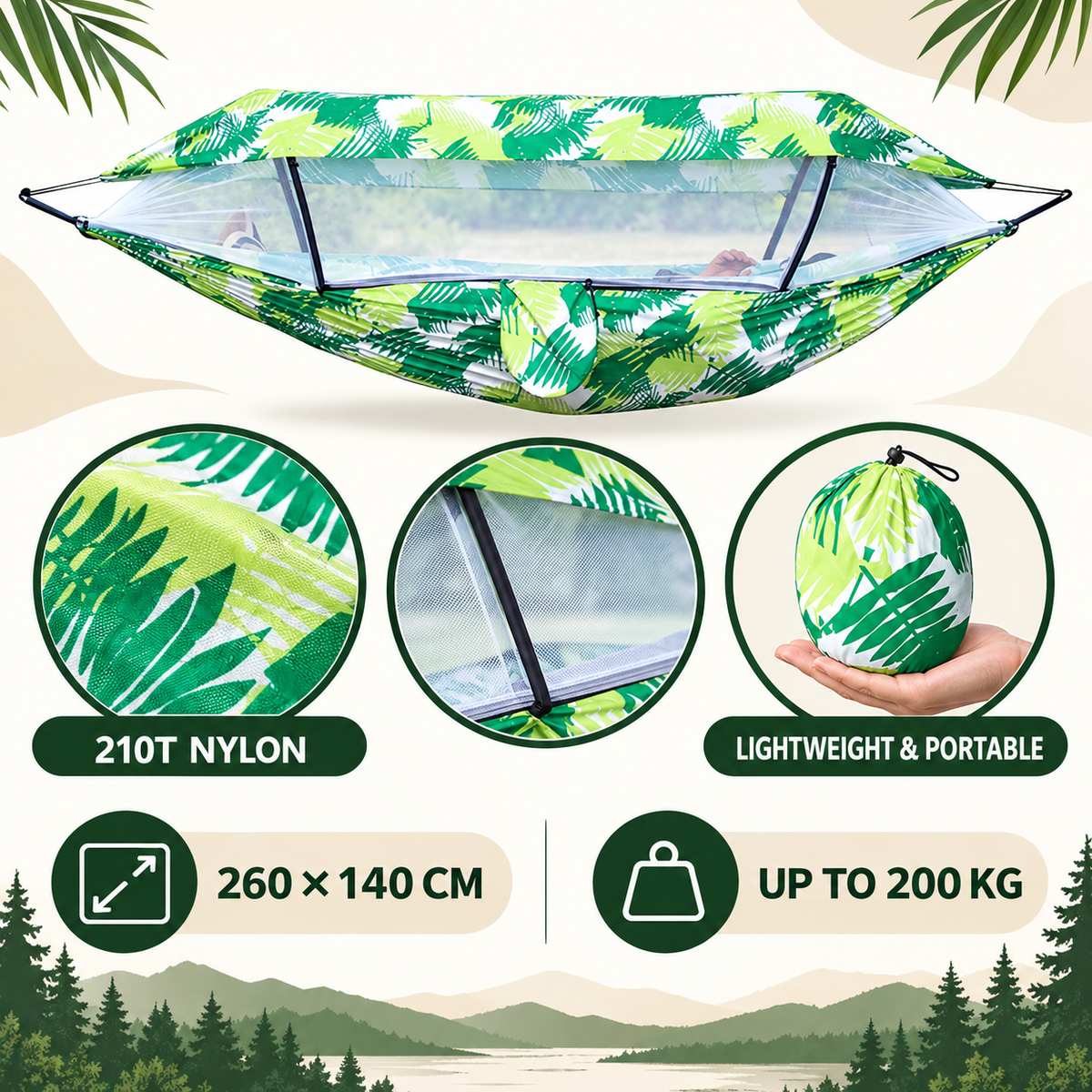 Patterned Canopy Mosquito Hammock