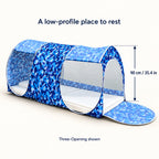 Three-Opening camouflage mosquito shelter with listed height of 90 cm, approximately 35.4 inches