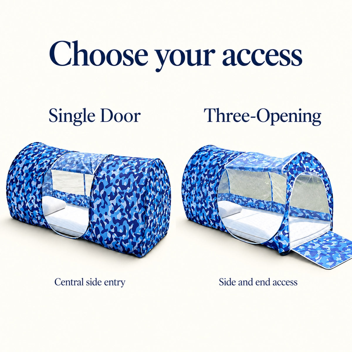 Single Door central side entry compared with Three-Opening side and end access