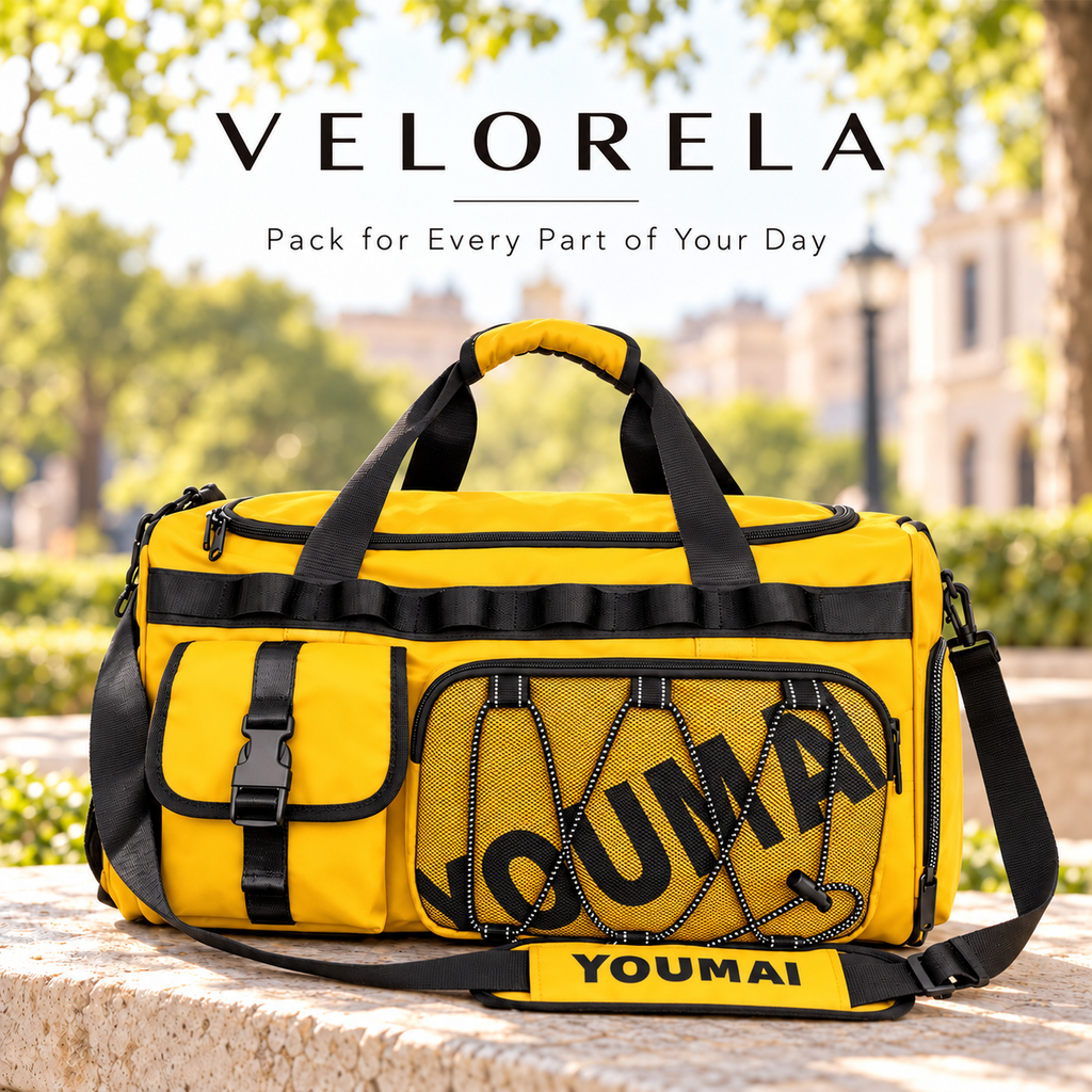 VELORELA Yellow travel duffel – latest outdoor hero image