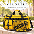 VELORELA Yellow travel duffel – latest outdoor hero image