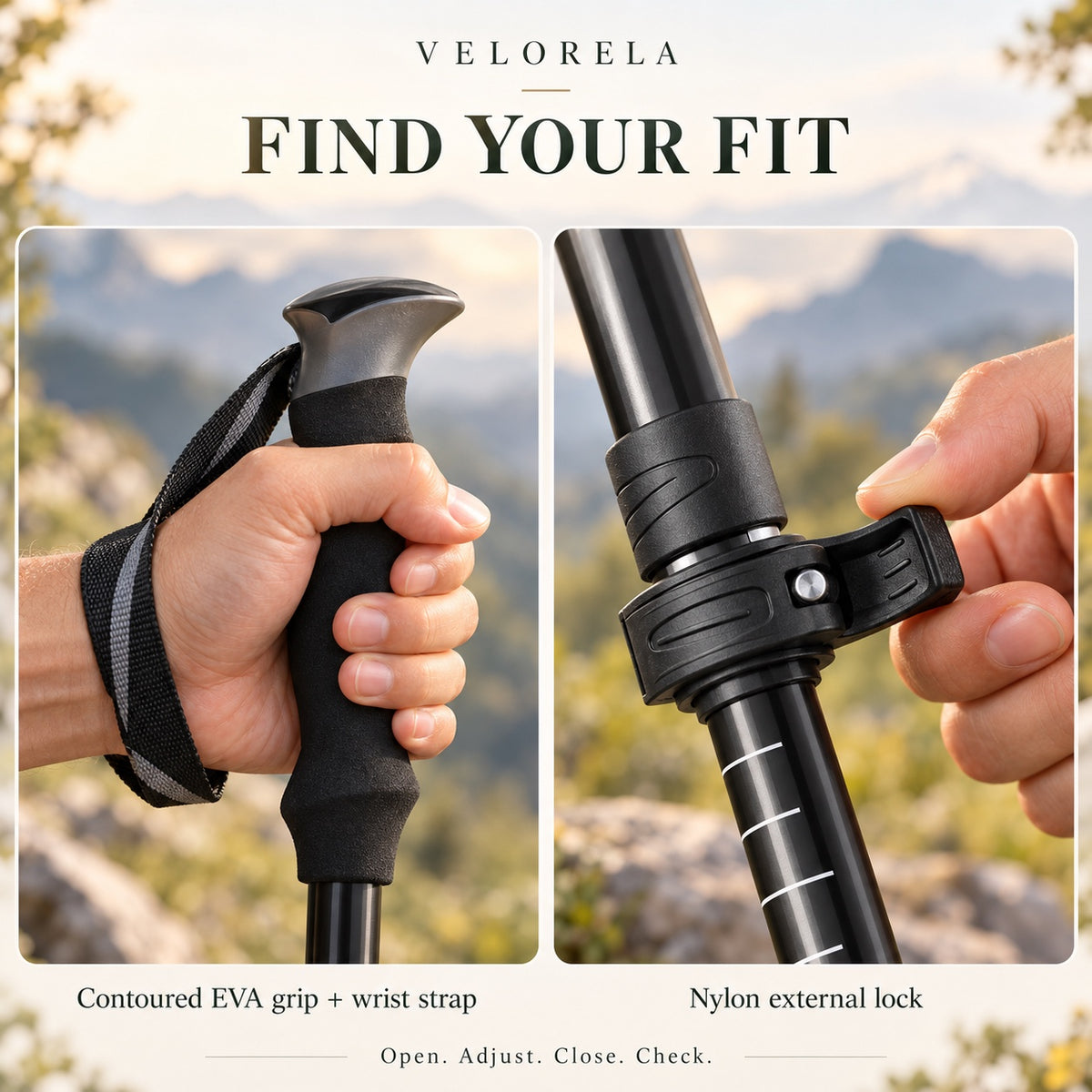 EVA grip, wrist strap and nylon external lock