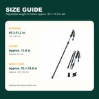 Adjustable 115–130 cm, folded approximately 34 cm