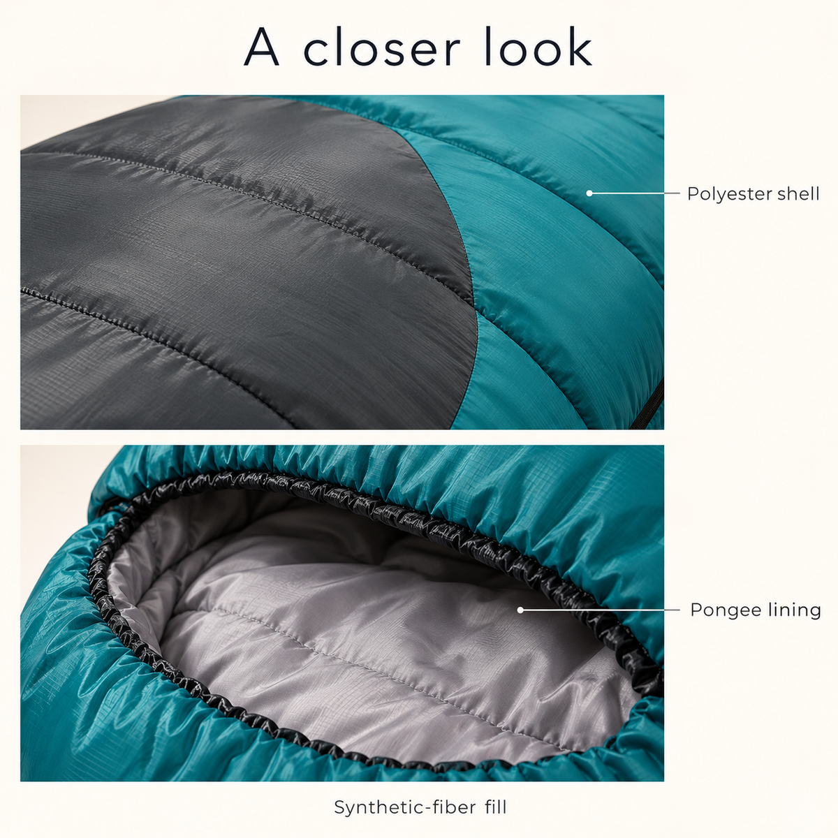 Polyester shell and gray pongee lining