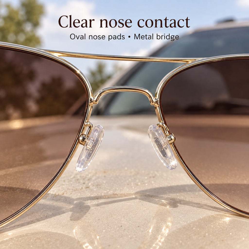 VELORELA Clear oval nose pads and gold metal double bridge