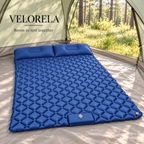 Blue double inflatable camping pad — forest hero