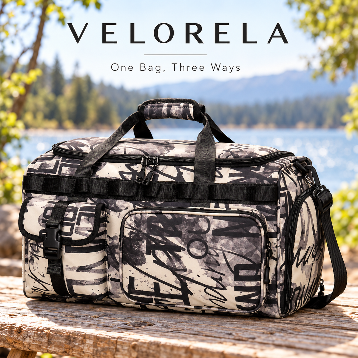 VELORELA Beige travel duffel – latest outdoor hero image