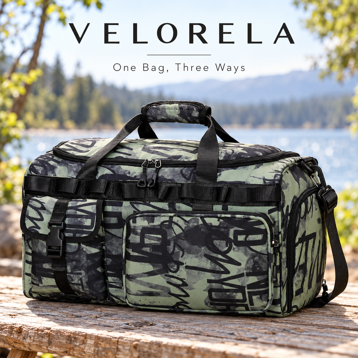 VELORELA Green travel duffel – latest outdoor hero image