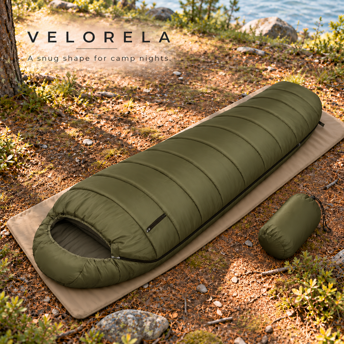 Army Green mummy sleeping bag and matching carry sack