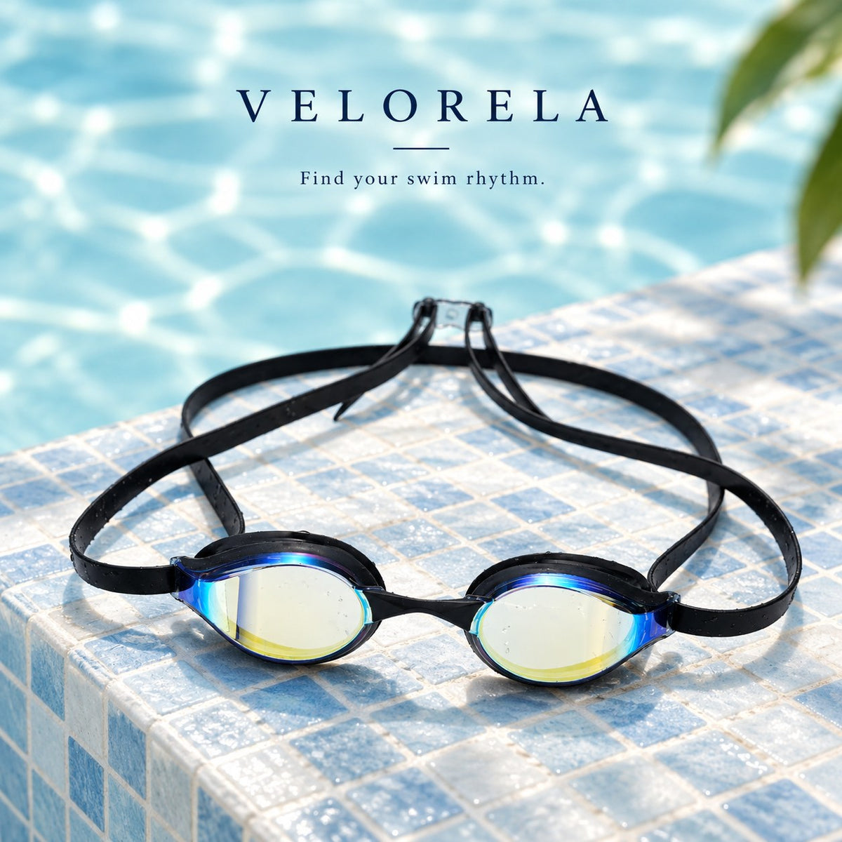 Velorela mirrored swimming goggles — hero black