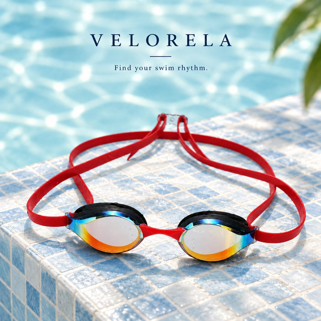 Velorela mirrored swimming goggles — hero red