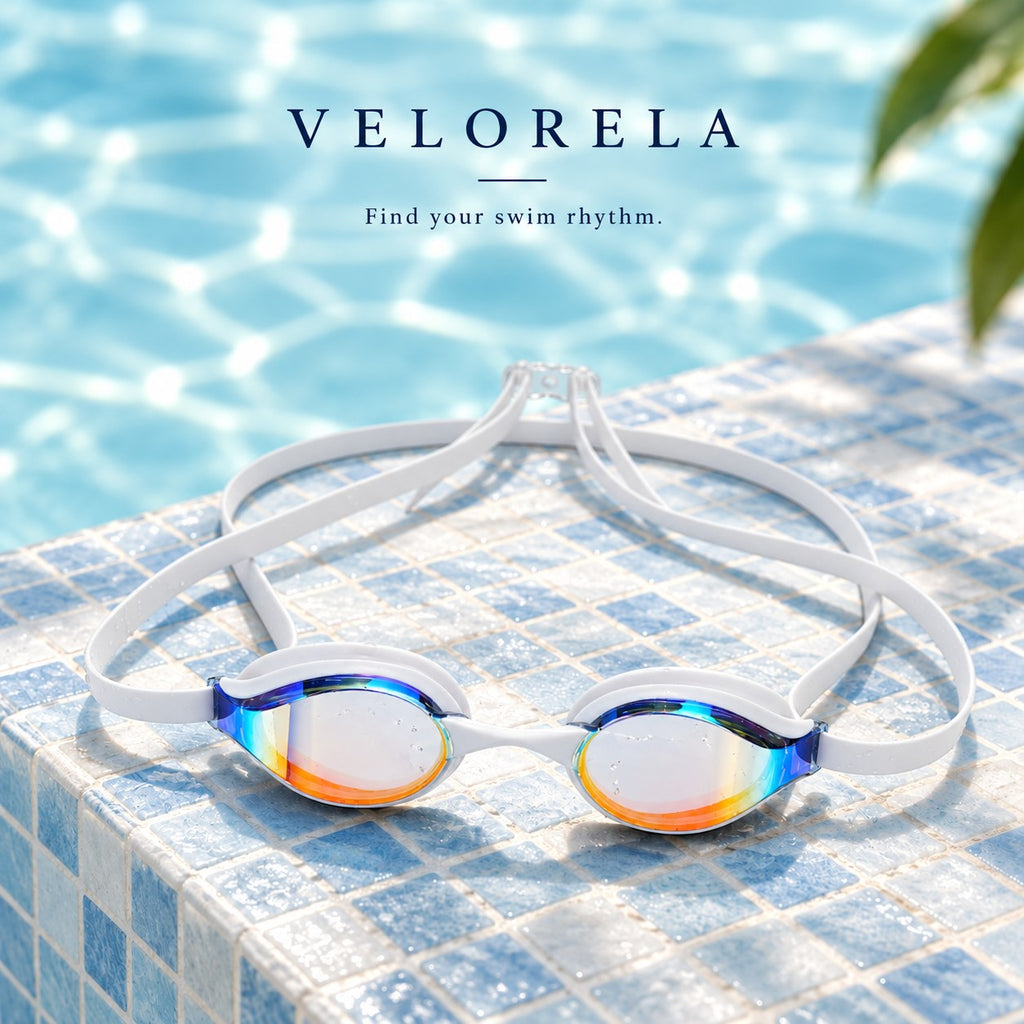 Velorela mirrored swimming goggles — hero white