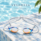 Velorela mirrored swimming goggles — hero white