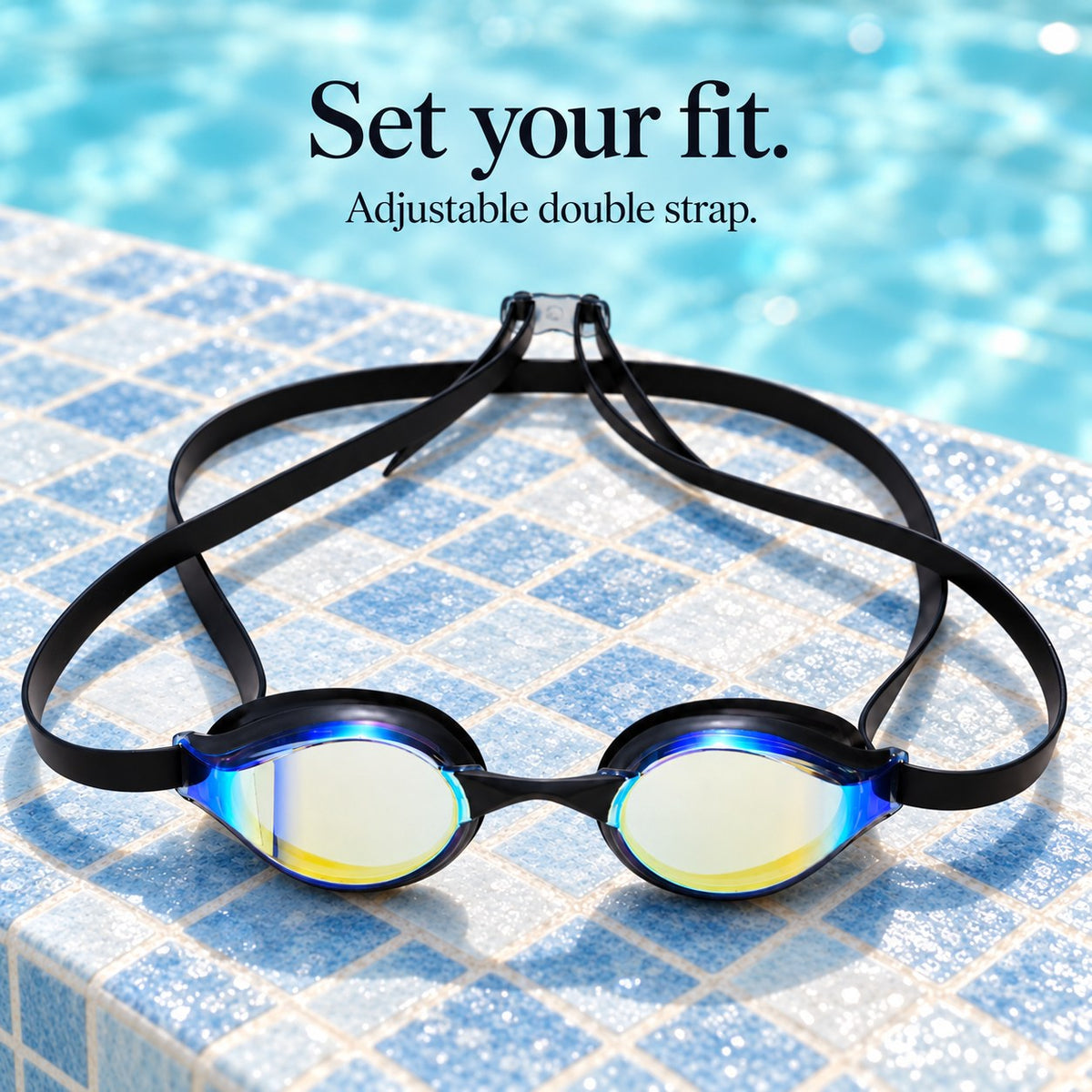 Velorela mirrored swimming goggles — double strap