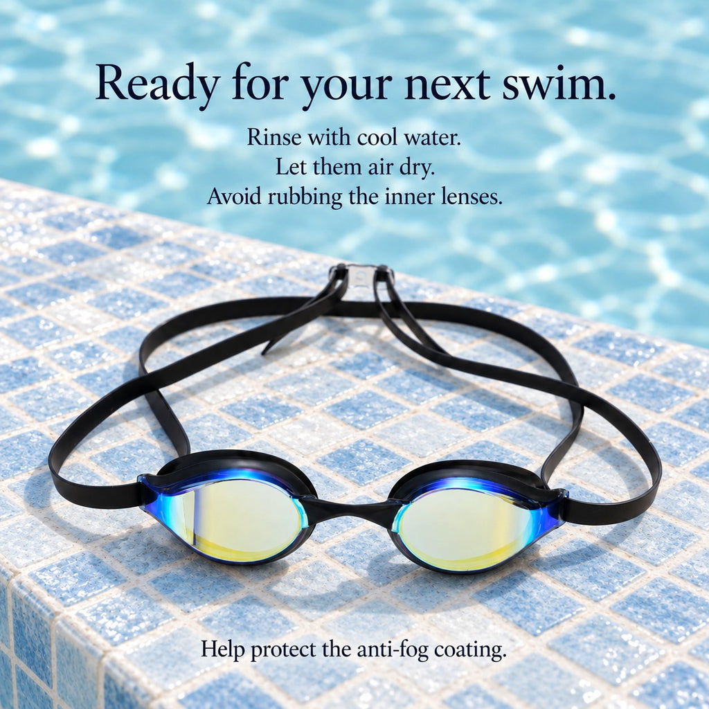 Velorela mirrored swimming goggles — care