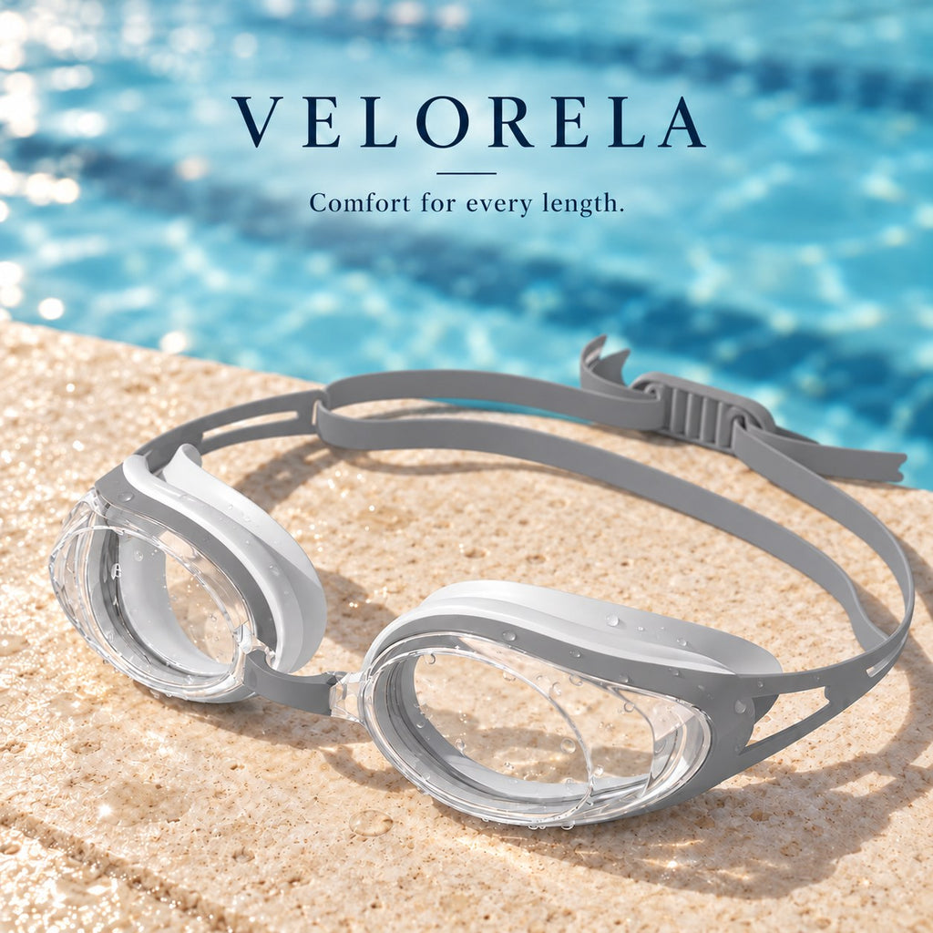 Velorela Comfort Fit Swimming Goggles — light grey