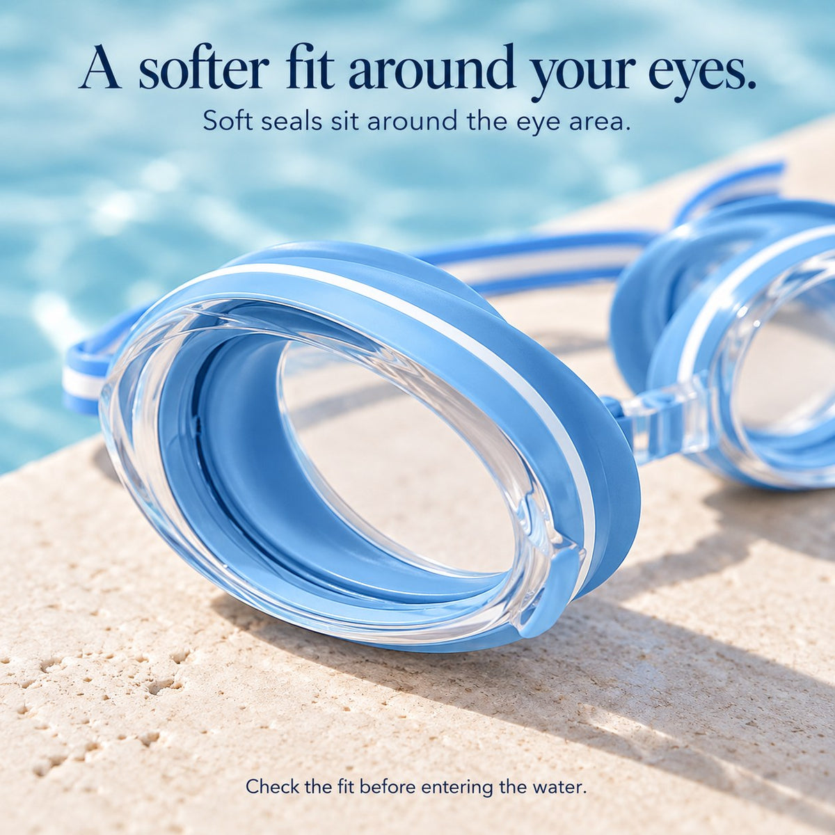 Soft eye seal and clear oval cup of Sky Blue goggles