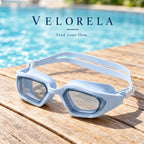 Blue goggles with a white side insert