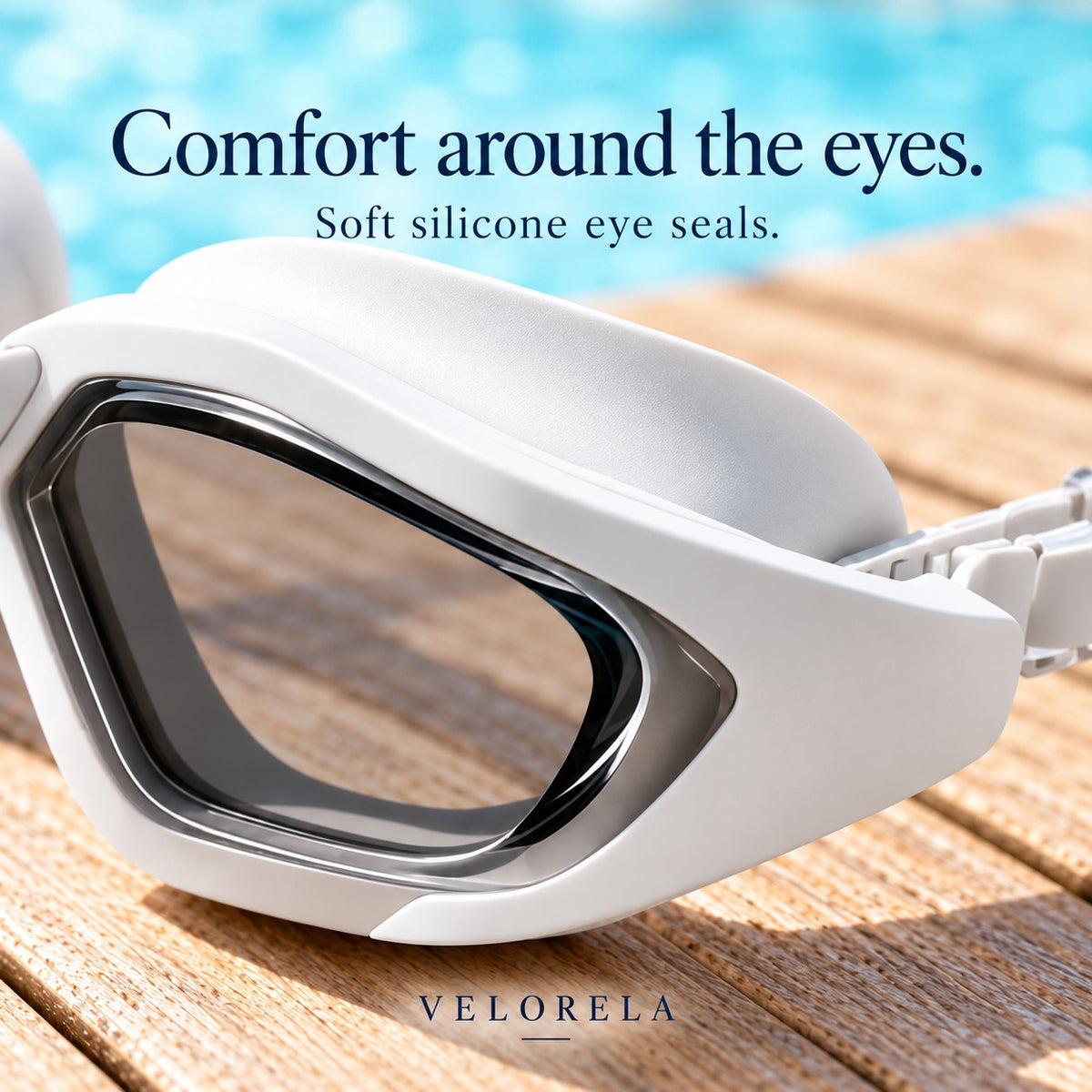 Soft silicone eye seal behind the White frame