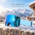 Velorela solid-strap snow goggles — Blue Frame / Blue Lens
