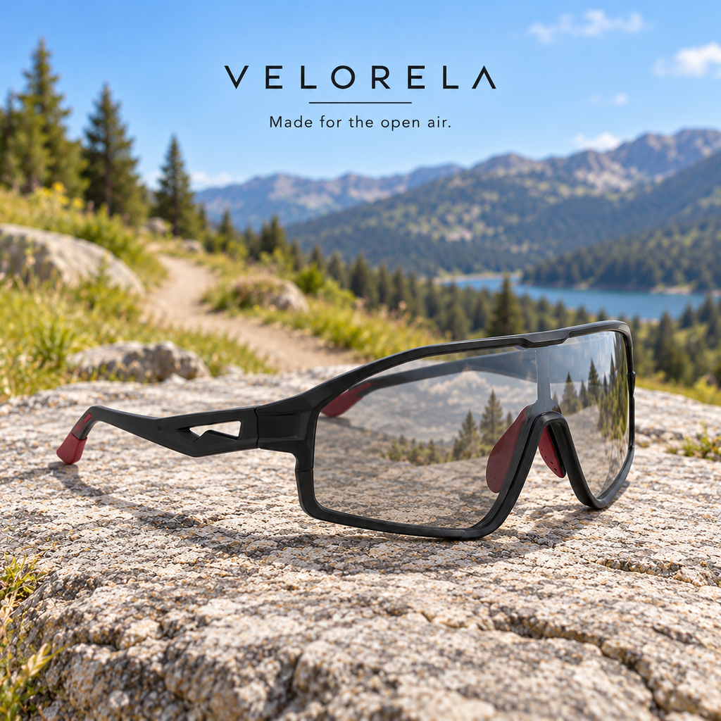 VELORELA Black frame with clear-to-gray photochromic shield in lighter tint