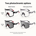VELORELA Illustrative lighter and darker tint states for the two photochromic frame options