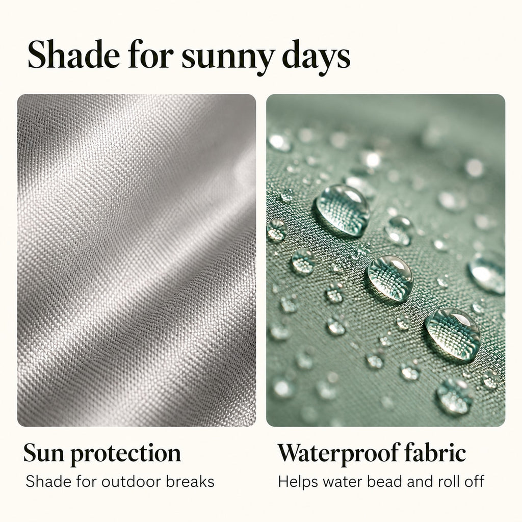 Illustrative fabric details for sun protection and waterproof outer fabric