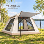 Sand Beige tent with Silver Coating, tan base and dark mesh edges