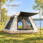 Sand Beige tent with Black Coating, tan base and dark mesh edges