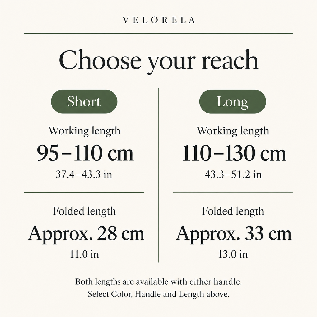 Short and Long trekking pole working and folded lengths