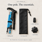 One folding pole with carrying pouch, rubber tip cover and mud basket