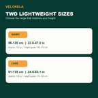Short and Long carbon-fiber pole size guide with adjustable ranges, approximate weights and suggested heights