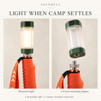 Close-ups of the camping light and 1/4-inch threaded mounting connection