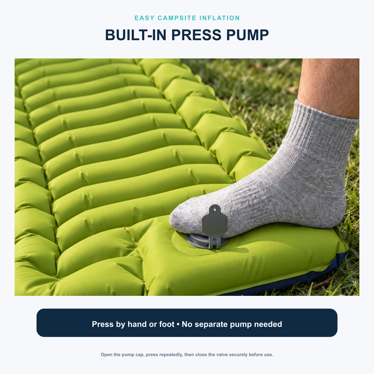 Built-in press pump operated by hand or foot
