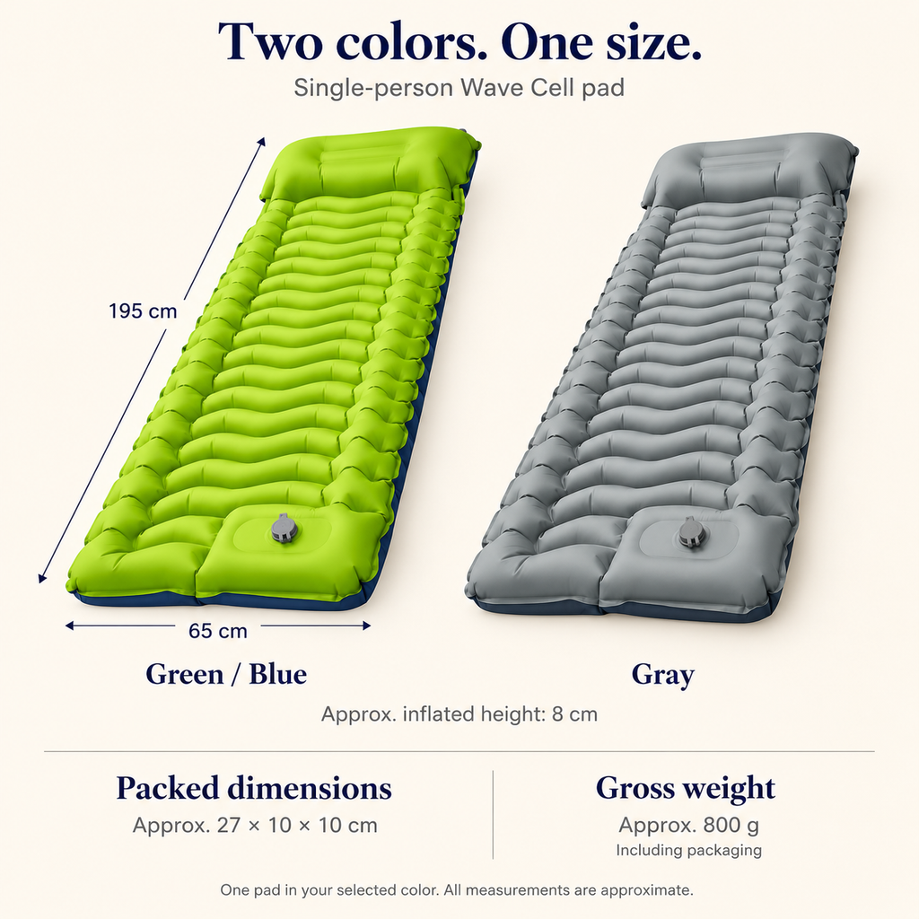 Two color choices and specifications: 195 × 65 × 8 cm; gross weight 800 g including packaging