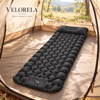 Velorela wide inflatable camping pad — hero diamond black 