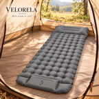 Velorela wide inflatable camping pad — hero square gray